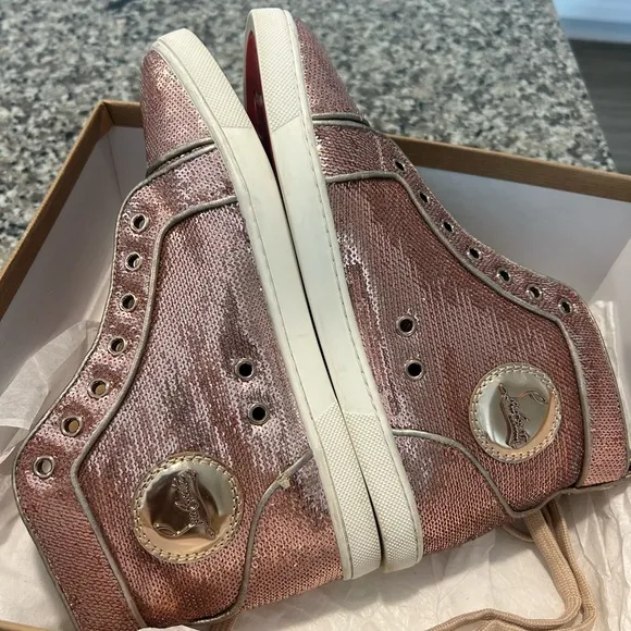 Christian Louboutin - Bip Bip Orlato Flat Paill Sirene Hi-Top Womens Shoes 8.5