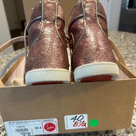 Christian Louboutin - Bip Bip Orlato Flat Paill Sirene Hi-Top Womens Shoes 8.5