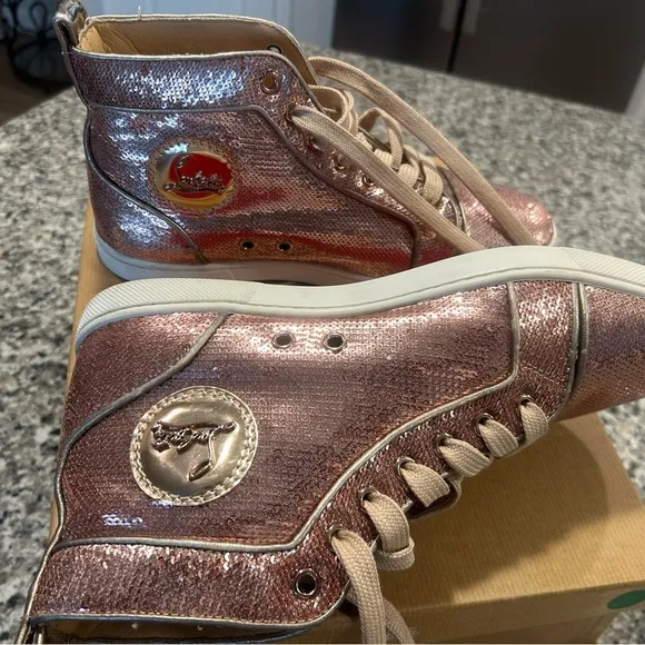 Christian Louboutin - Bip Bip Orlato Flat Paill Sirene Hi-Top Womens Shoes 8.5