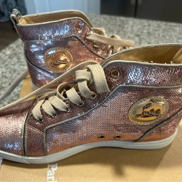 Christian Louboutin - Bip Bip Orlato Flat Paill Sirene Hi-Top Womens Shoes 8.5