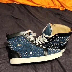 Christian Louboutin Red Bottom Denim High Top Sneakers Size 8.5 - 9