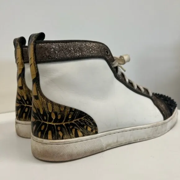 Christian Louboutin Stylish White and Black High-Top Men's Shoes