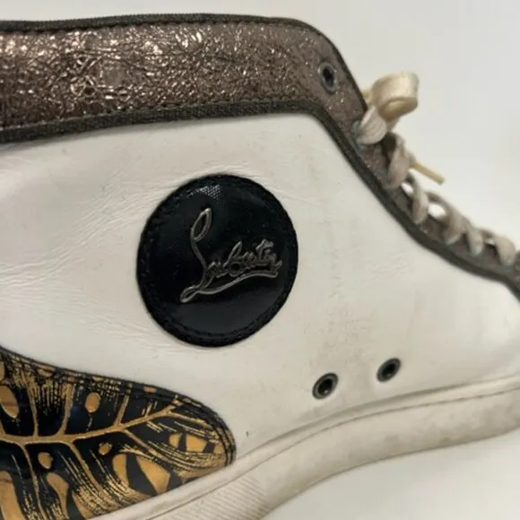 Christian Louboutin Stylish White and Black High-Top Men's Shoes