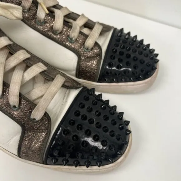 Christian Louboutin Stylish White and Black High-Top Men's Shoes