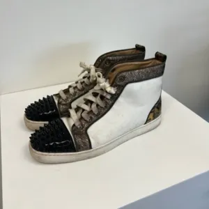 Christian Louboutin Stylish White and Black High-Top Men's Shoes