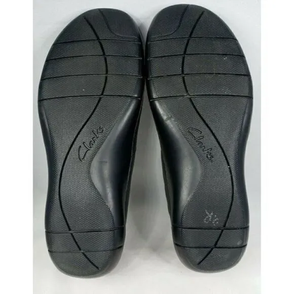CLARKS BENDABLES WOMENS 7M MARY JANE SLIP ON COMFORT SHOES‎ BLACK LEATHER