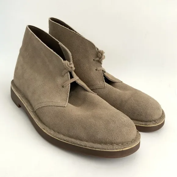 Clarks Boots Men Size 10.5M Tan Leather Lace-up Shoes