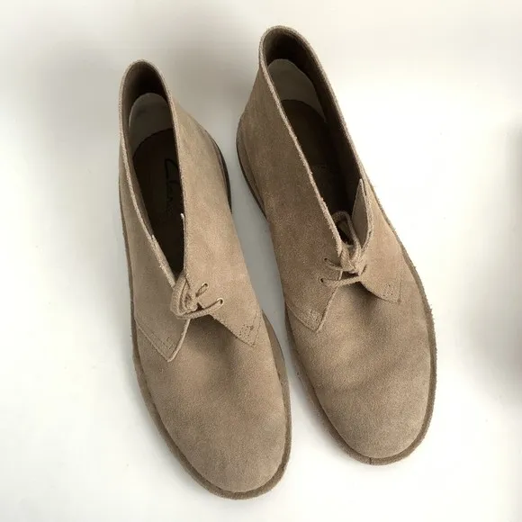 Clarks Boots Men Size 10.5M Tan Leather Lace-up Shoes
