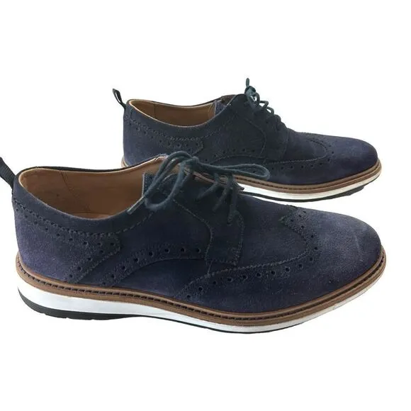 Clarks Chantry Men's Wing Tip Leather Lace Up Casual Comfort Blue Shoes, 7.5
