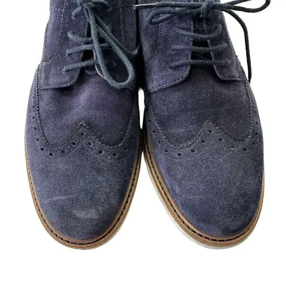 Clarks Chantry Men's Wing Tip Leather Lace Up Casual Comfort Blue Shoes, 7.5