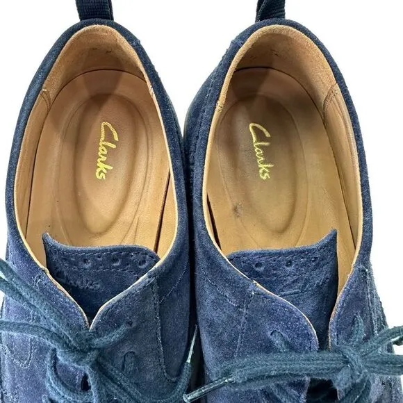 Clarks Chantry Men's Wing Tip Leather Lace Up Casual Comfort Blue Shoes, 7.5