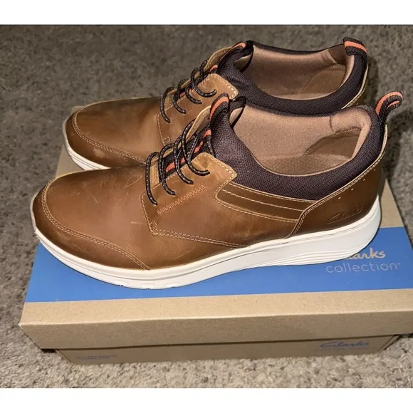 Clarks Men's Motion Trek EZ Dark Tan Leather 26179452 Size 10