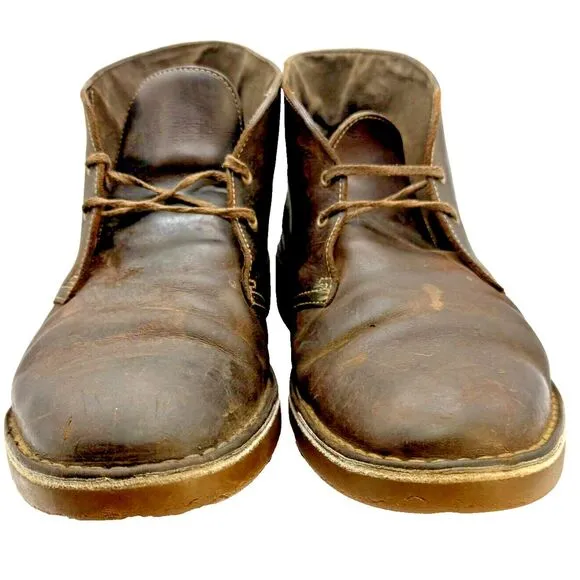 CLARKS ORIGINALS MEN'S SHOES 12 Brown Desert Boot Evo Beeswax Leather Chukka