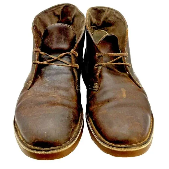 CLARKS ORIGINALS MEN'S SHOES 12 Brown Desert Boot Evo Beeswax Leather Chukka