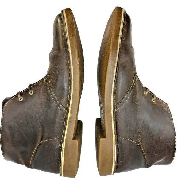 CLARKS ORIGINALS MEN'S SHOES 12 Brown Desert Boot Evo Beeswax Leather Chukka