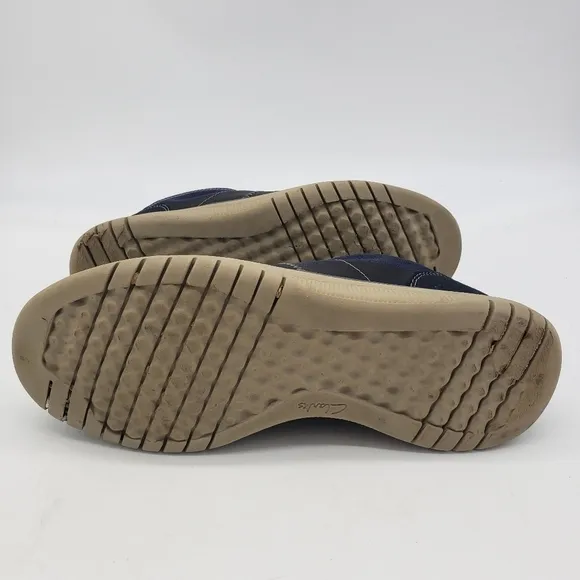 Clarks Shoes Mens 8.5 Votta Edge Blue Canvas Low Top Oxford Sneakers