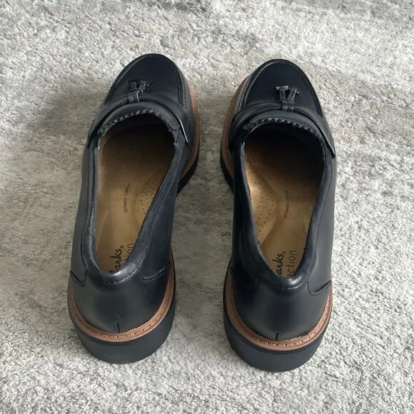 Clarks Westlynn Bella Black Loafers Shoes Womens 9 Leather Ulitmate Comfort