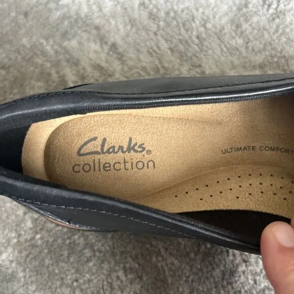 Clarks Westlynn Bella Black Loafers Shoes Womens 9 Leather Ulitmate Comfort