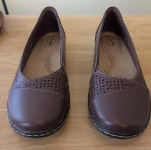 Clarks Women's Cora Iris Dark Tan Leather 7.5 M