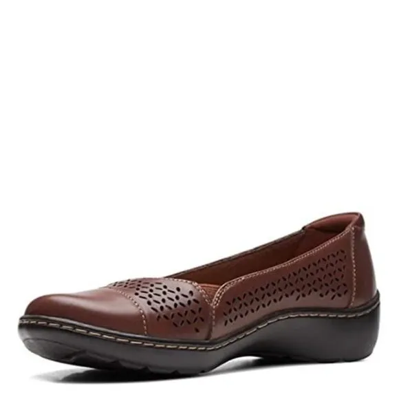 Clarks Women's Cora Iris Dark Tan Leather 7.5 M