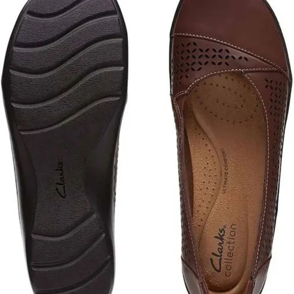 Clarks Women's Cora Iris Dark Tan Leather 7.5 M