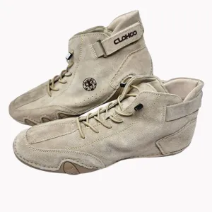 Clohoo Mens Beige Tan Leather High Top Shoes Size 10 US / 44 Euro NEW