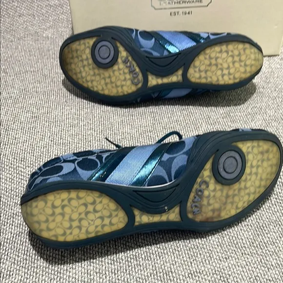 Coach Blue Sneakers Sleek Low-Top Design, with box, tissue paper and care guide