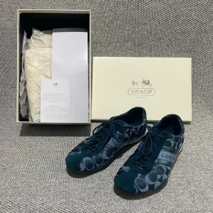 Coach Blue Sneakers Sleek Low-Top Design, with box, tissue paper and care guide
