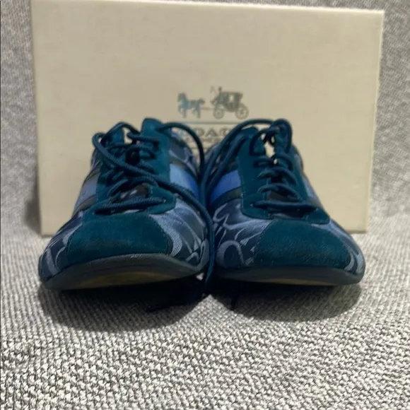 Coach Blue Sneakers Sleek Low-Top Design, with box, tissue paper and care guide