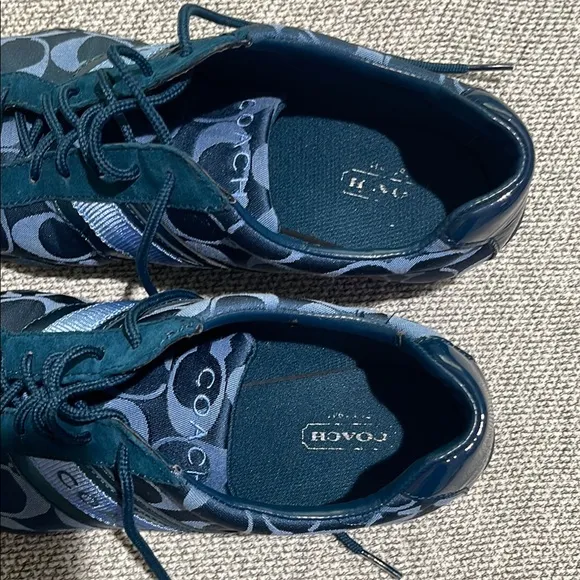 Coach Blue Sneakers Sleek Low-Top Design, with box, tissue paper and care guide