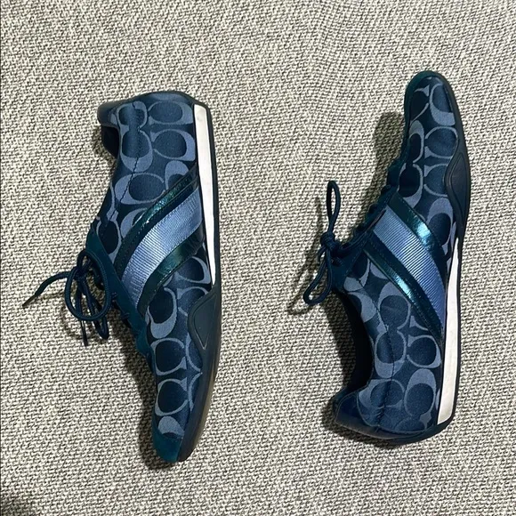 Coach Blue Sneakers Sleek Low-Top Design, with box, tissue paper and care guide