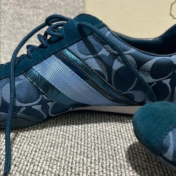 Coach Blue Sneakers Sleek Low-Top Design, with box, tissue paper and care guide