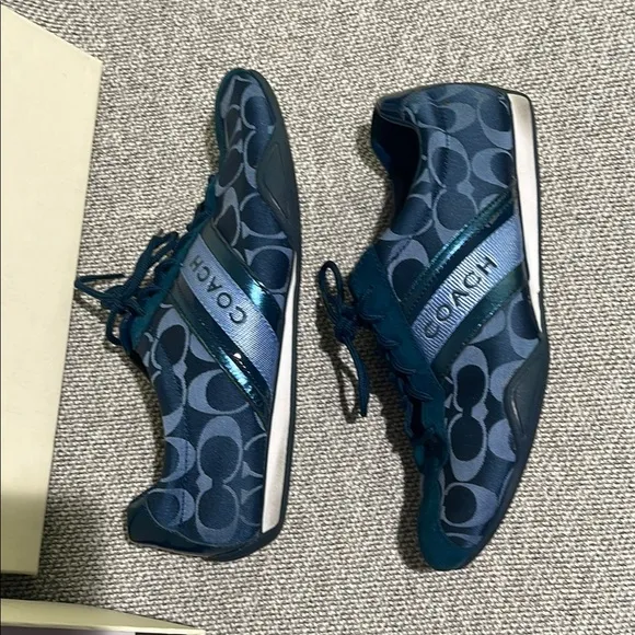 Coach Blue Sneakers Sleek Low-Top Design, with box, tissue paper and care guide