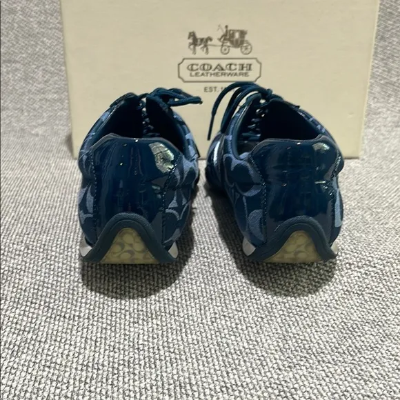 Coach Blue Sneakers Sleek Low-Top Design, with box, tissue paper and care guide