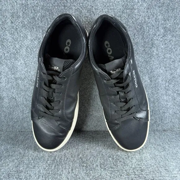Coach Clip Low Top Sneaker Mens 10 Black Leather Shoes