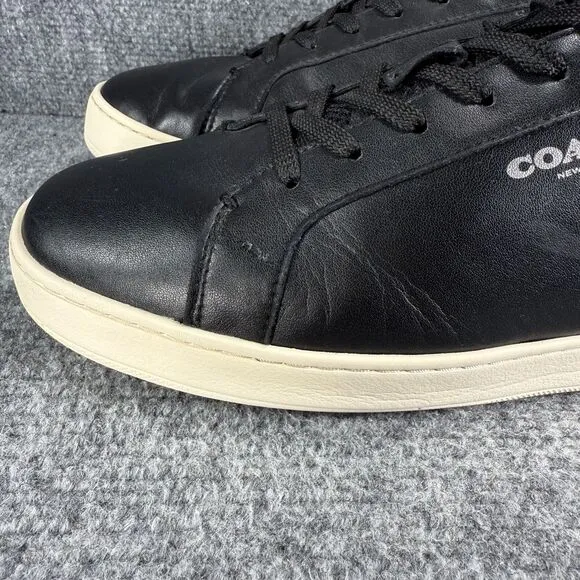Coach Clip Low Top Sneaker Mens 10 Black Leather Shoes