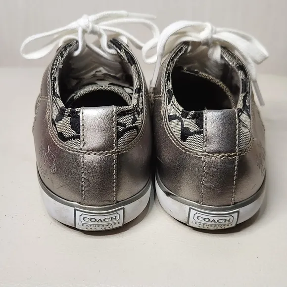 Coach Shoes Womens 5BCasual Signature shoes  GreySilver Low Top Lace Up