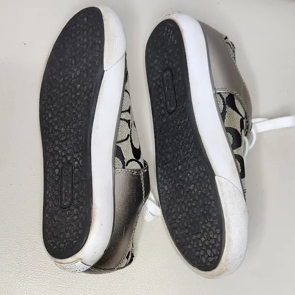 Coach Shoes Womens 5BCasual Signature shoes  GreySilver Low Top Lace Up