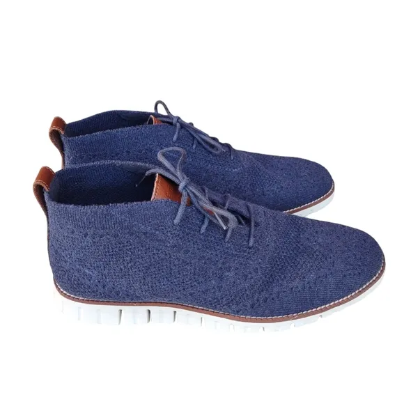 Cole Haan 8.5 Stitchlite Zero Grand Blue Knit Woven Oxford Shoes C29427