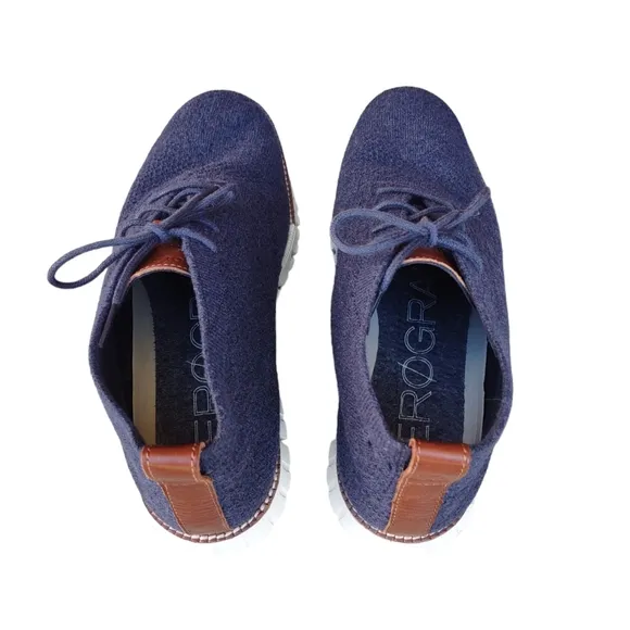 Cole Haan 8.5 Stitchlite Zero Grand Blue Knit Woven Oxford Shoes C29427
