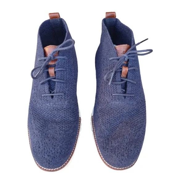Cole Haan 8.5 Stitchlite Zero Grand Blue Knit Woven Oxford Shoes C29427