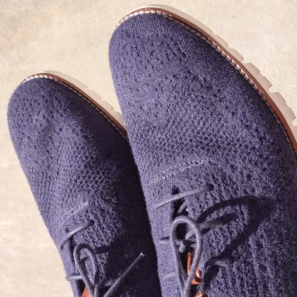 Cole Haan 8.5 Stitchlite Zero Grand Blue Knit Woven Oxford Shoes C29427