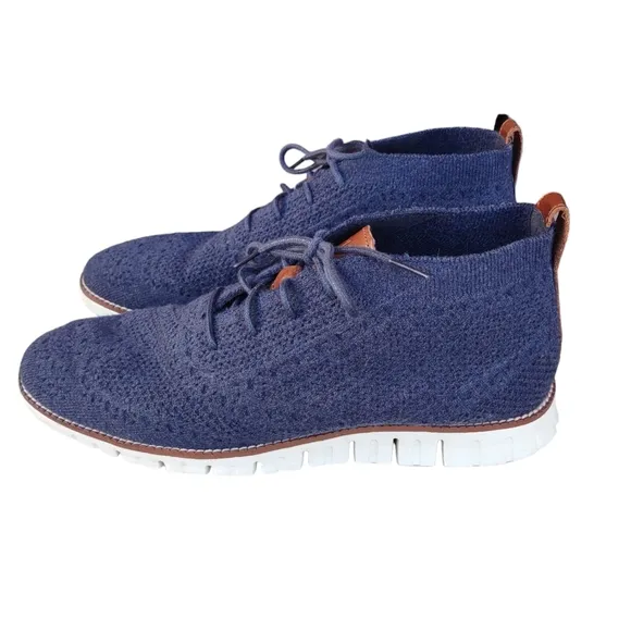 Cole Haan 8.5 Stitchlite Zero Grand Blue Knit Woven Oxford Shoes C29427