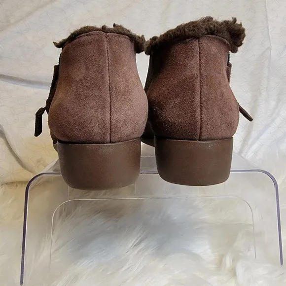 COLE Haan Callie Women's Size 10.5 B Waterproof Brown Suede Ankle Booties Shoes