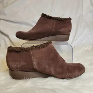 COLE Haan Callie Women's Size 10.5 B Waterproof Brown Suede Ankle Booties Shoes