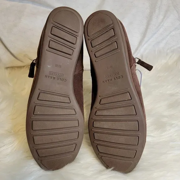 COLE Haan Callie Women's Size 10.5 B Waterproof Brown Suede Ankle Booties Shoes