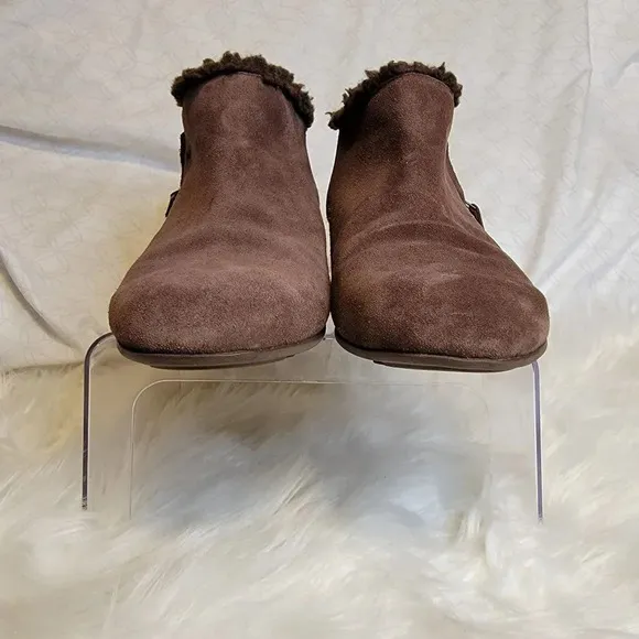 COLE Haan Callie Women's Size 10.5 B Waterproof Brown Suede Ankle Booties Shoes