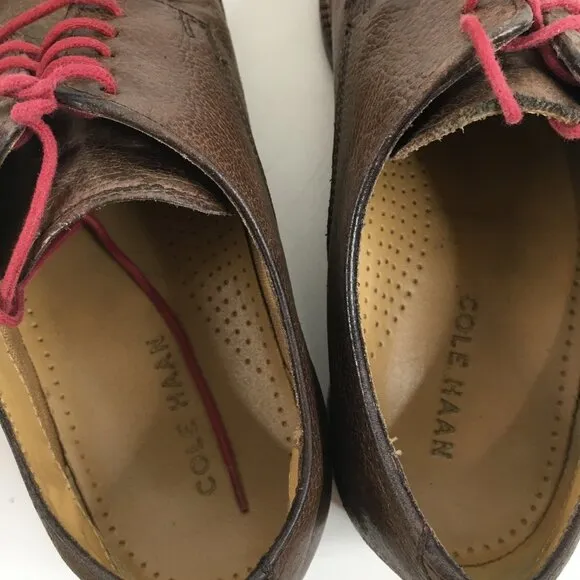 Cole Haan Mens Williams Derby C12660 Pebbled Leather Brown Shoes Size 8.5M