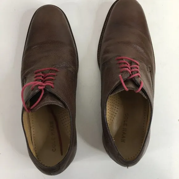 Cole Haan Mens Williams Derby C12660 Pebbled Leather Brown Shoes Size 8.5M