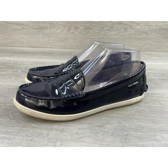 Cole Haan Pinch Weekender D42840 Women's 7.5 Blue Patent Leather Penny Loafer